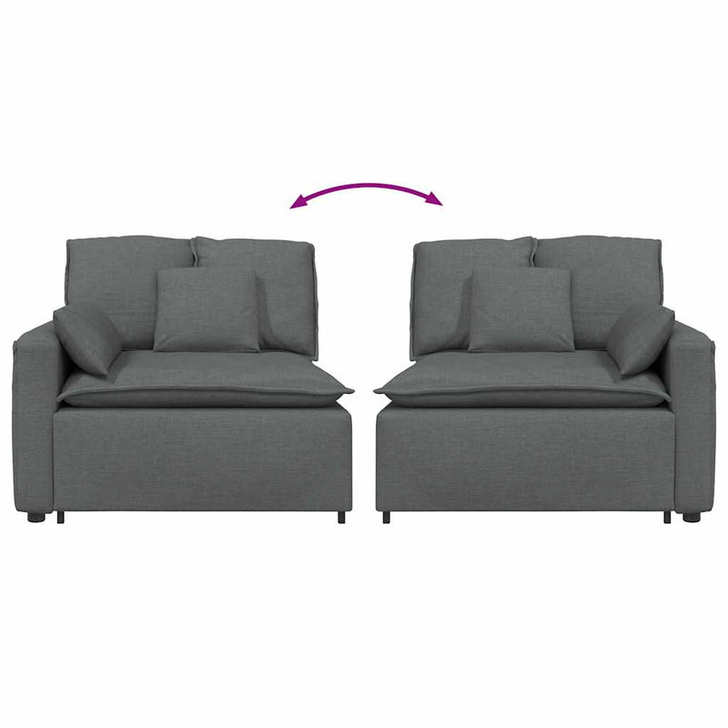 Modul modular capăt pentru cotieră canapea cu perne gri închis