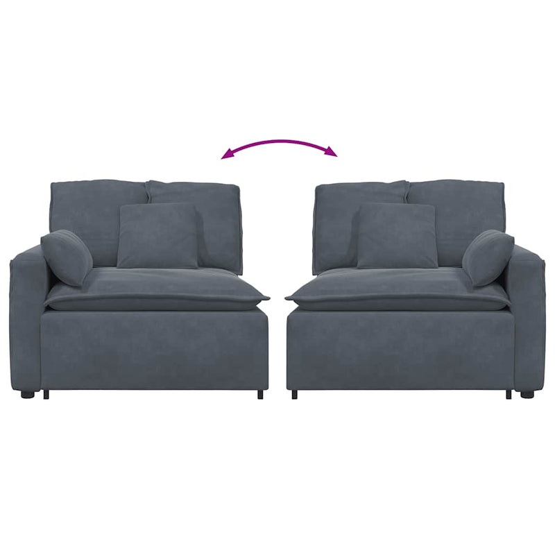 Modul modular capăt pentru cotieră canapea cu perne gri închis