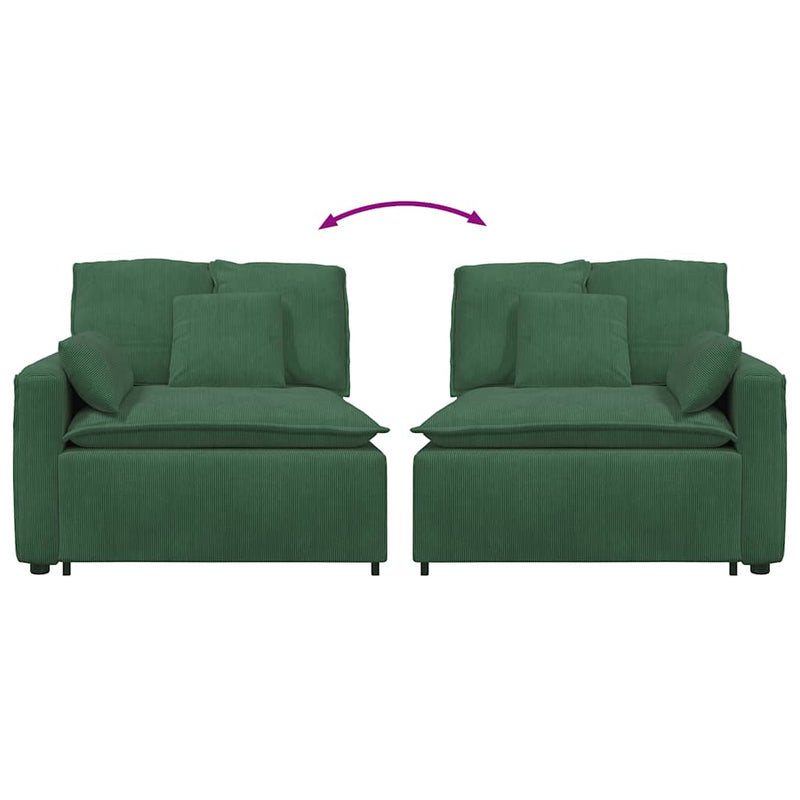 Modul modular de capăt pentru cotieră canapea cu perne verde închis 100 cm