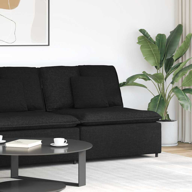 Modul central de canapea modulară cu perne, negru, 100 cm