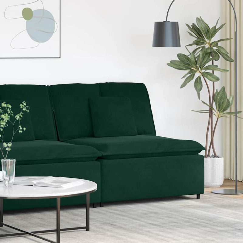 Modul central canapea modulară cu perne, verde închis, 100 cm