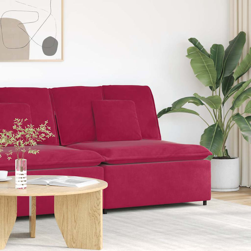 Modul central canapea modulară cu perne, roșu vin, 100 cm