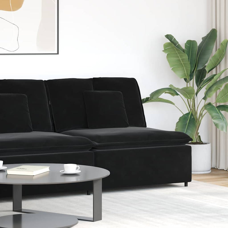 Modul central de canapea modulară cu perne, negru, 100 cm