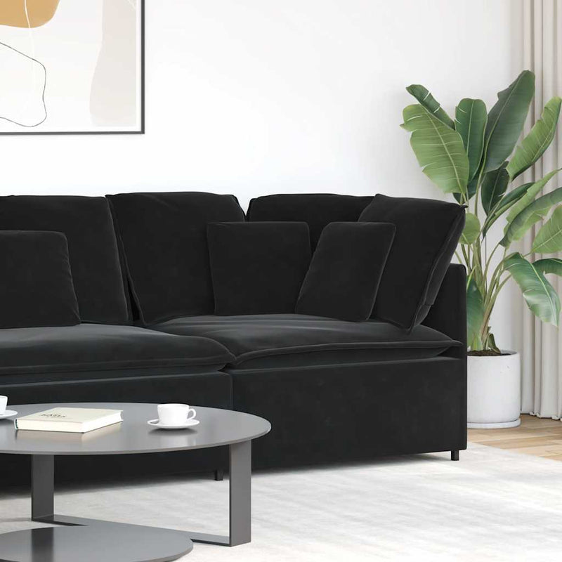 Modul de colț pentru canapea modulară cu perne, negru, 100 cm