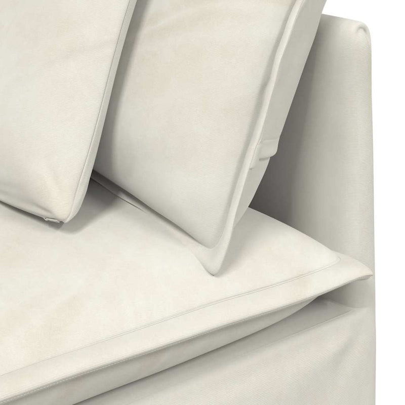 Modul de colț pentru canapea modulară cu perne, crem, 100 cm