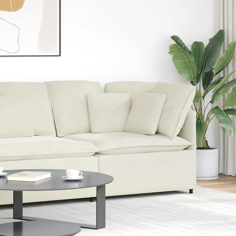 Modul de colț pentru canapea modulară cu perne, crem, 100 cm