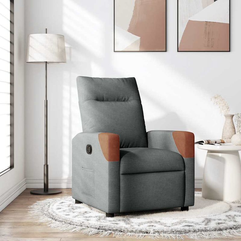 Fotoliu rabatabil gri închis, material textil