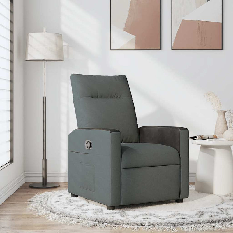 Fotoliu rabatabil gri închis, material textil