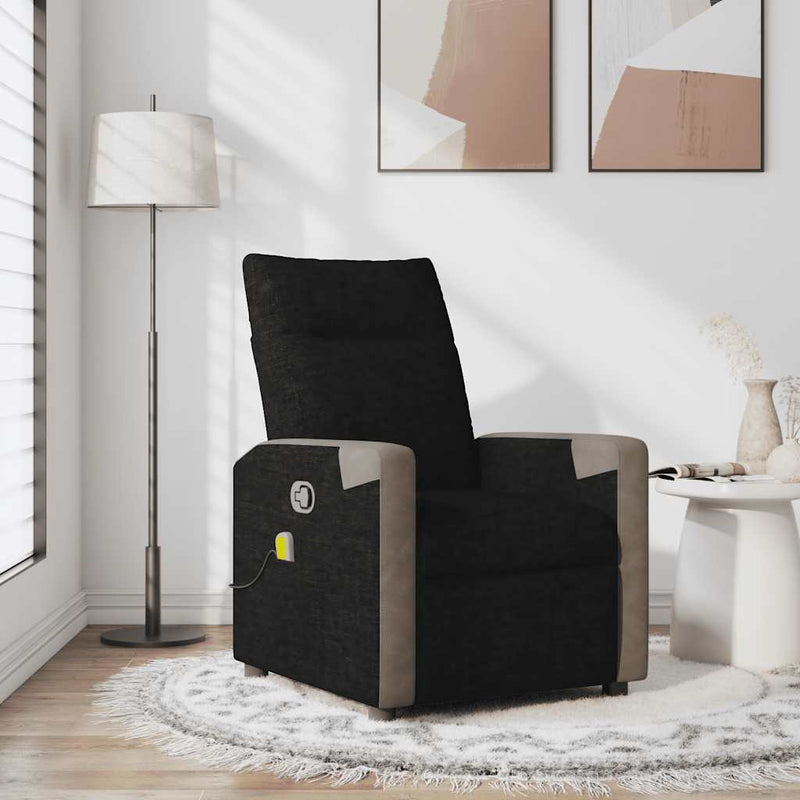 Fotoliu de masaj rabatabil, negru, material textil