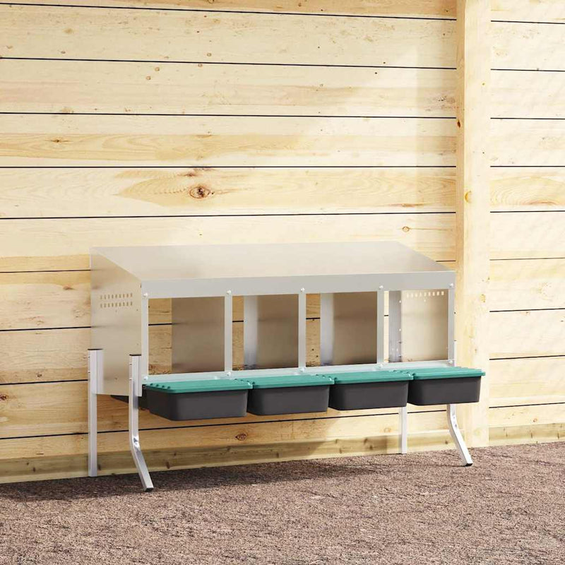 Cuib pentru găini cu 4 compartimente și picioare, oțel galvanizat