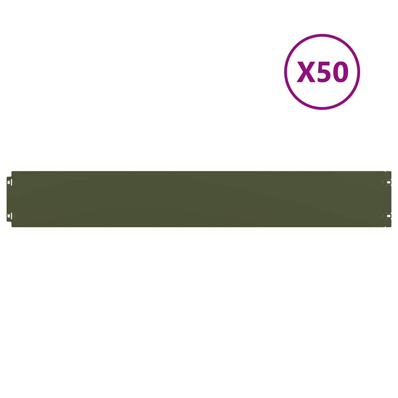 Margine pentru gazon 50 buc. 15 x 103 cm Oțel Verde măsliniu