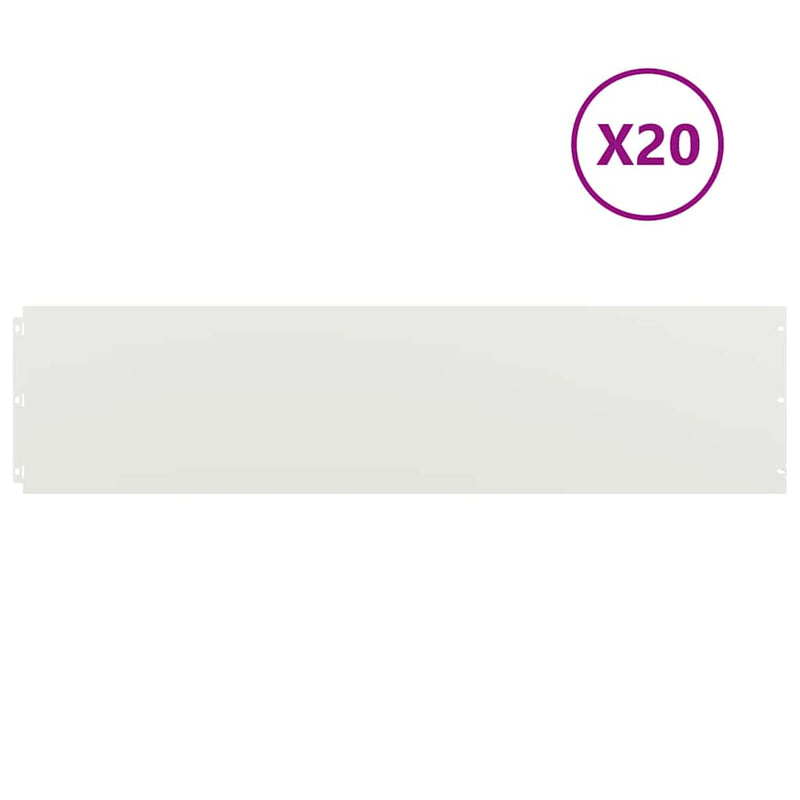 Margine pentru gazon 20 buc. 25 x 103 cm Oțel Alb