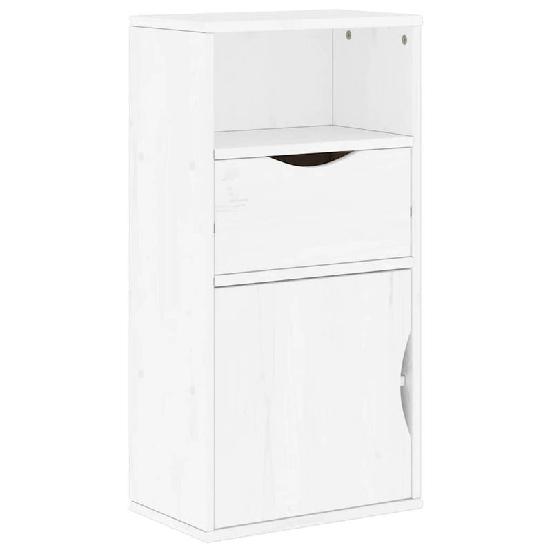 Dulap lateral cu sertar „ODDA” alb 40x24x79cm lemn masiv de pin