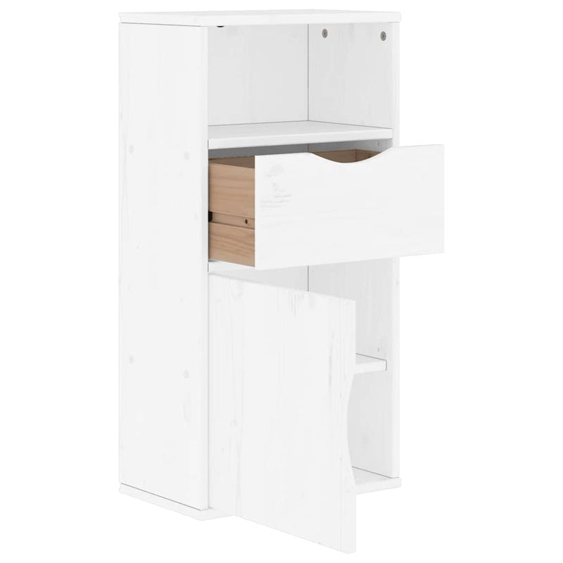 Dulap lateral cu sertar „ODDA” alb 40x24x79cm lemn masiv de pin