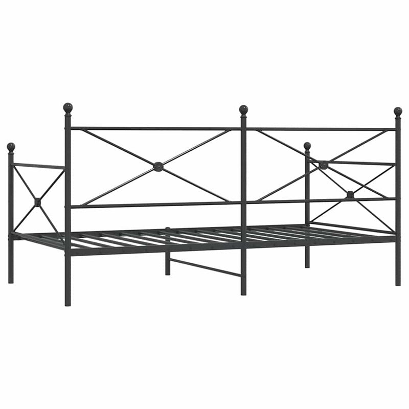 Pat de zi fără saltea Negru 100x190 cm Oțel