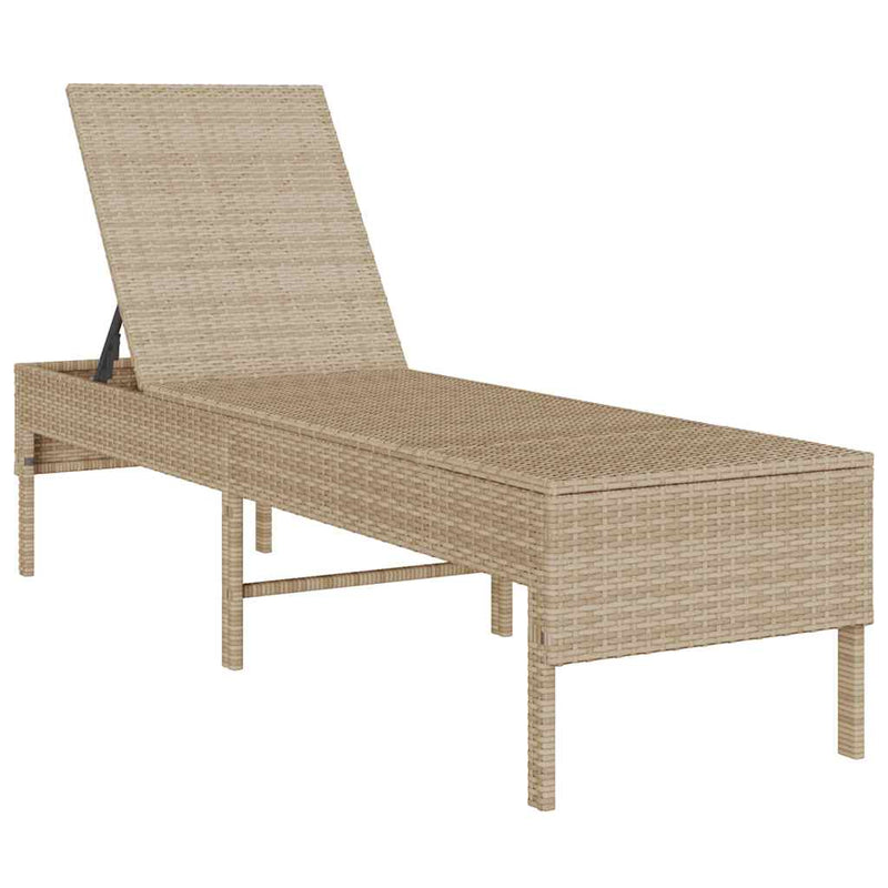 Șezlong cu pernă bej 55x200x44 cm, poliratan