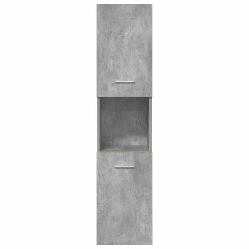 Set mobilier de baie, 4 piese, gri beton, lemn compozit