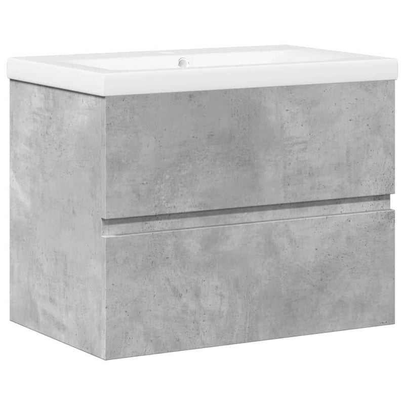 Set mobilier de baie, 2 piese, gri beton, lemn compozit