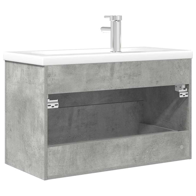 Set mobilier de baie, 2 piese, gri beton, lemn compozit