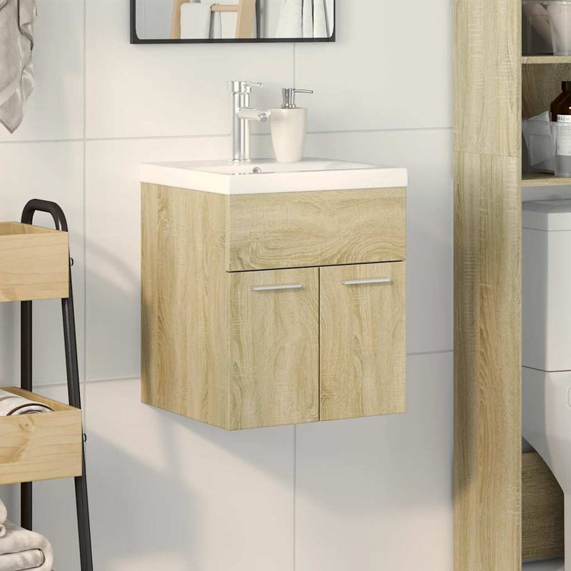 Set mobilier de baie, 2 piese, stejar sonoma, lemn prelucrat