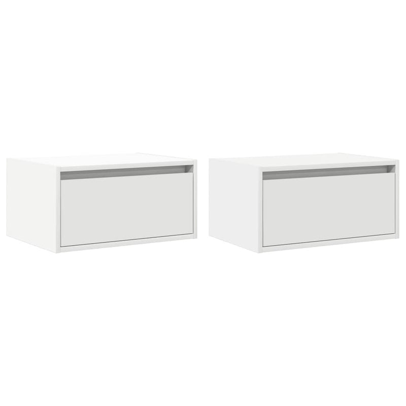 Noptiere montate pe perete cu lumini LED, 2 buc., alb