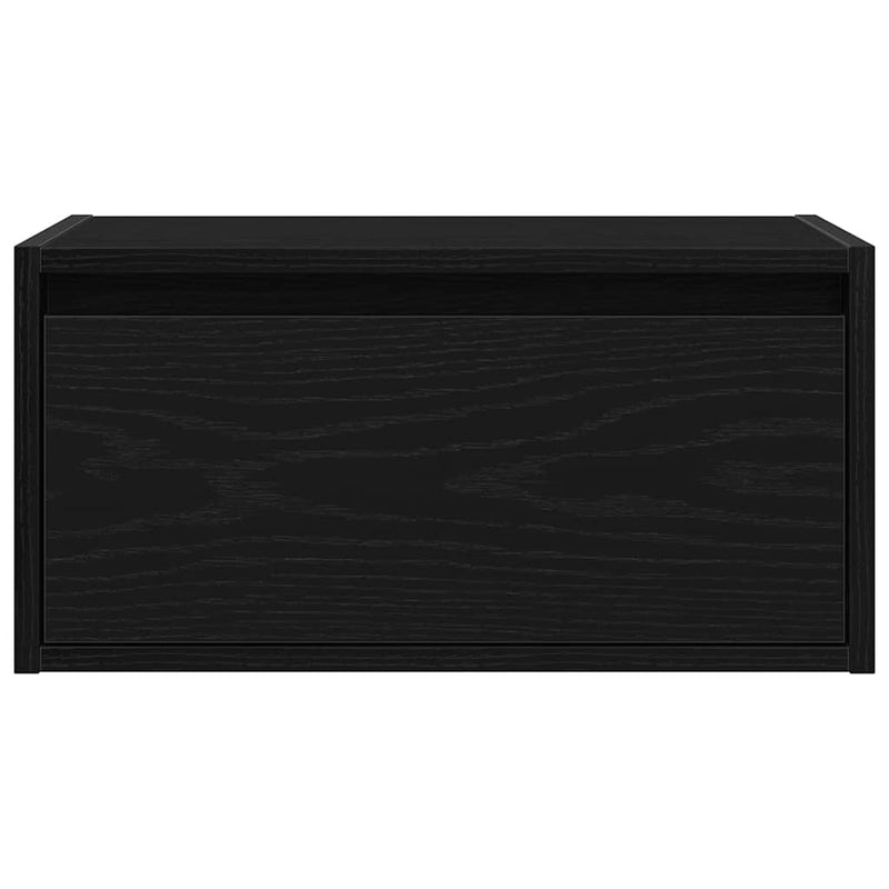 Noptiere montate pe perete cu lumini LED 2 buc Stejar negru
