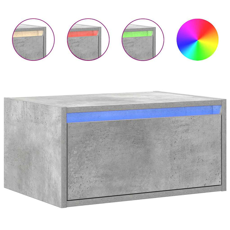 Noptiere montate pe perete cu lumini LED, 2 buc., gri beton
