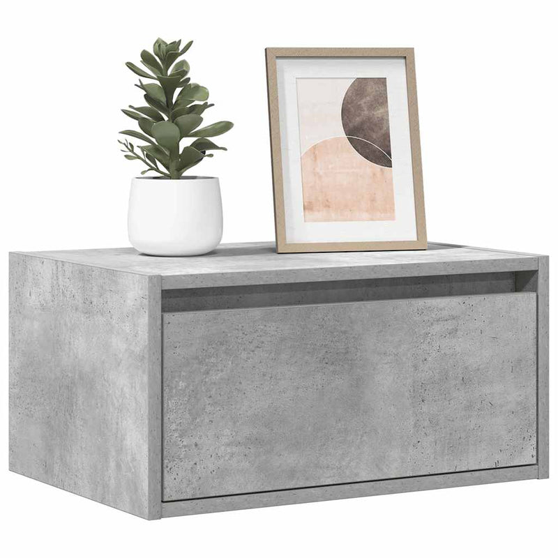 Noptiere montate pe perete cu lumini LED, 2 buc., gri beton