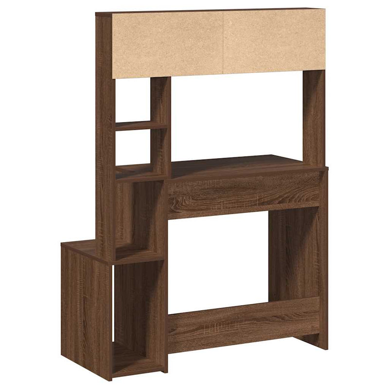 Birou cu rafturi, stejar maro, 100x45x140 cm, lemn compozit
