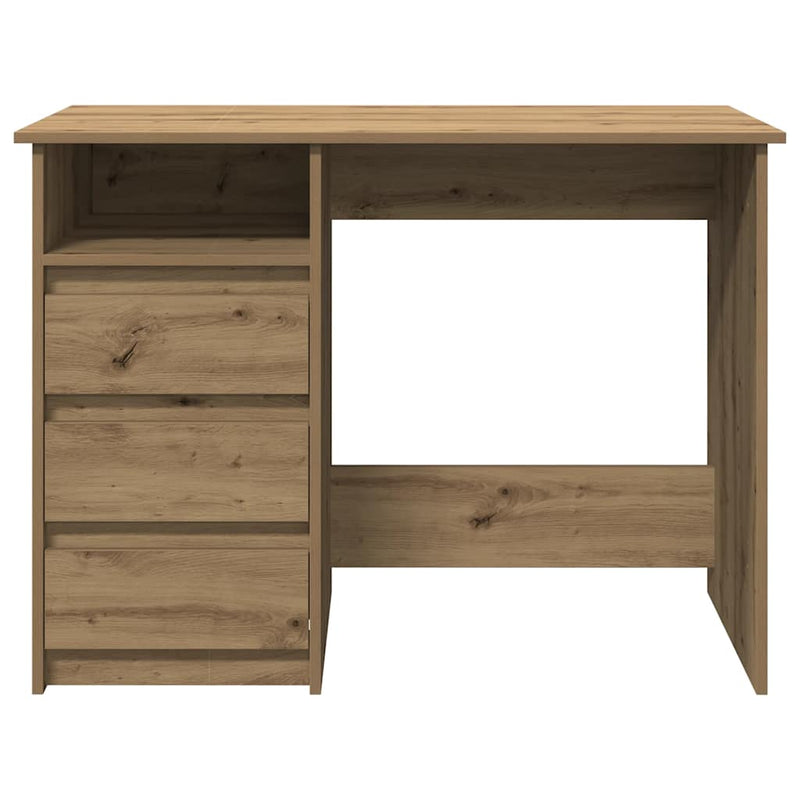 Birou, stejar artizanal, 102x50x75 cm, lemn compozit