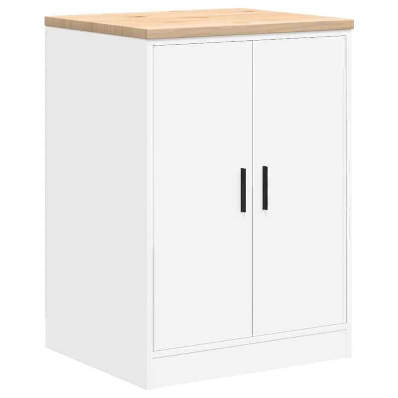 Dulap depozitare garaj alb 60x51x85 cm lemn masiv de pin