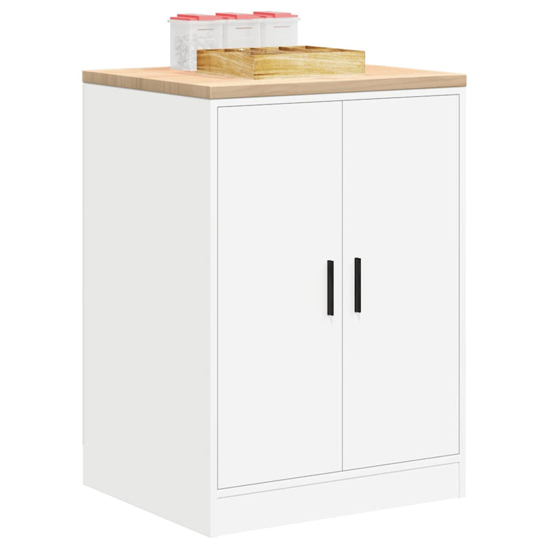 Dulap depozitare garaj alb 60x51x85 cm lemn masiv de pin