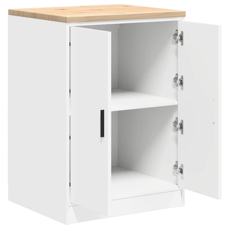 Dulap depozitare garaj alb 60x51x85 cm lemn masiv de pin