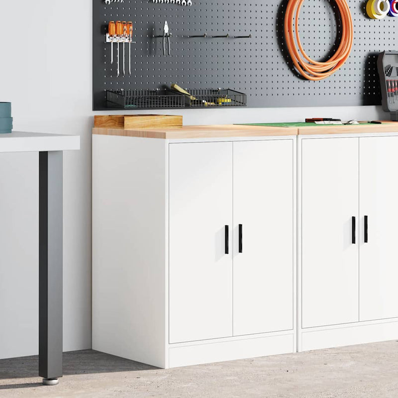 Dulap depozitare garaj alb 60x51x85 cm lemn masiv de pin