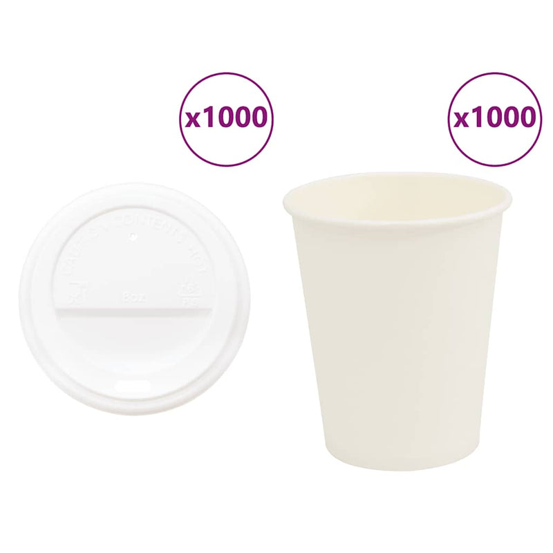 Cești de cafea din hârtie cu capace 1000 buc 8oz 200ml