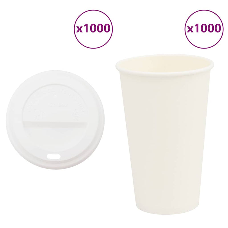 Cești de cafea din hârtie cu capace 1000 buc 16 oz 400 ml