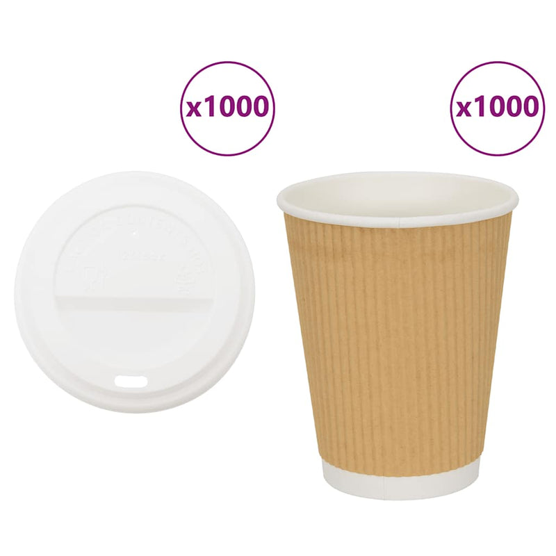 Cești de cafea din hârtie cu capace 1000 buc 16 oz 400 ml