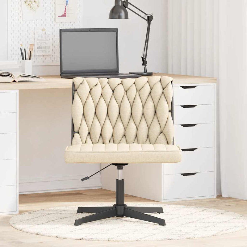 Scaun de birou pivotant, crem, material textil