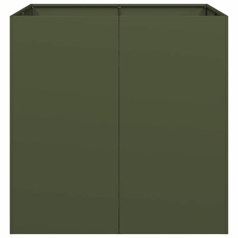 Jardinieră verde măsline 80x80x80 cm oțel