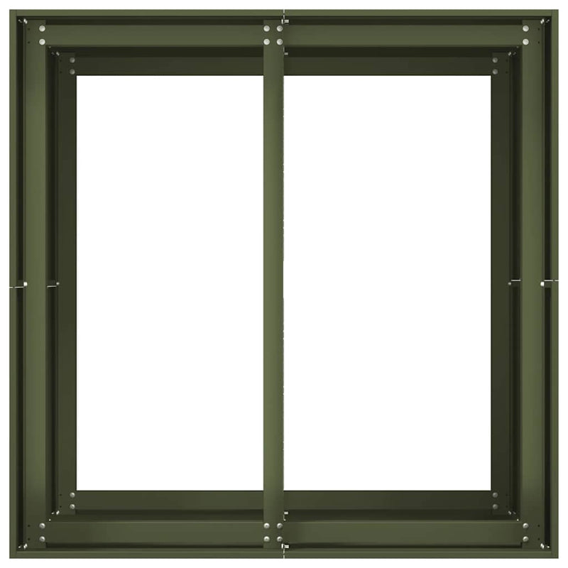 Jardinieră verde măsline 80x80x80 cm oțel
