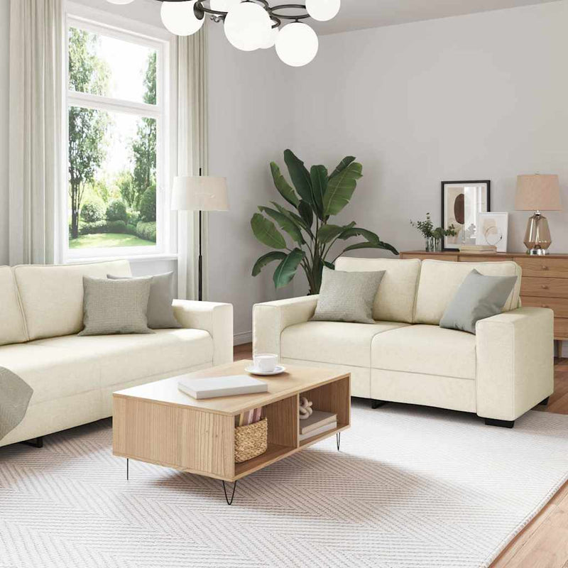 Canapea 3 buc. Bej Material textil din in