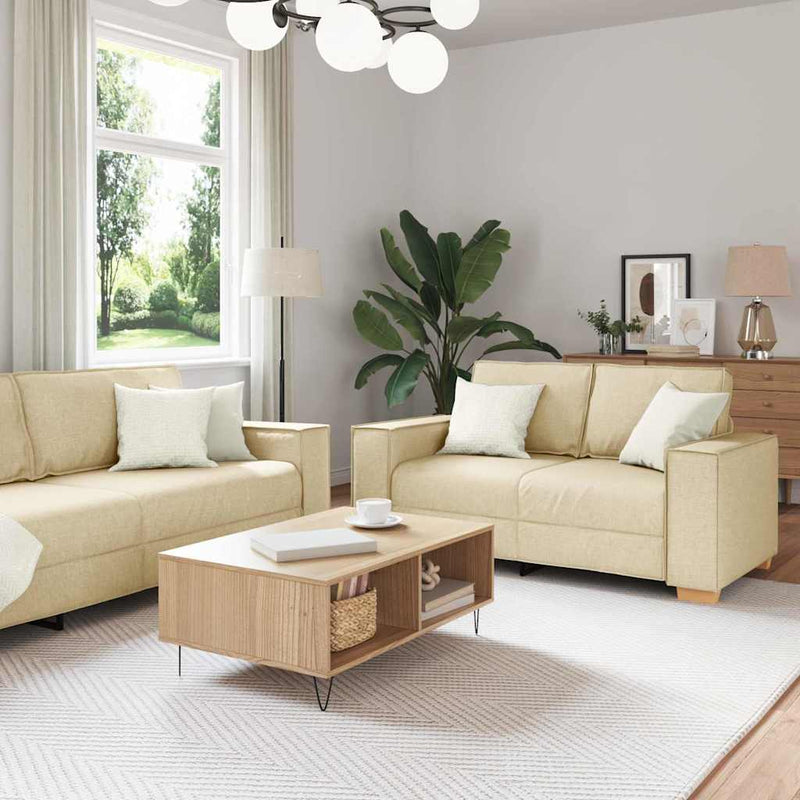 Canapea 3 buc. Crem Material textil din in