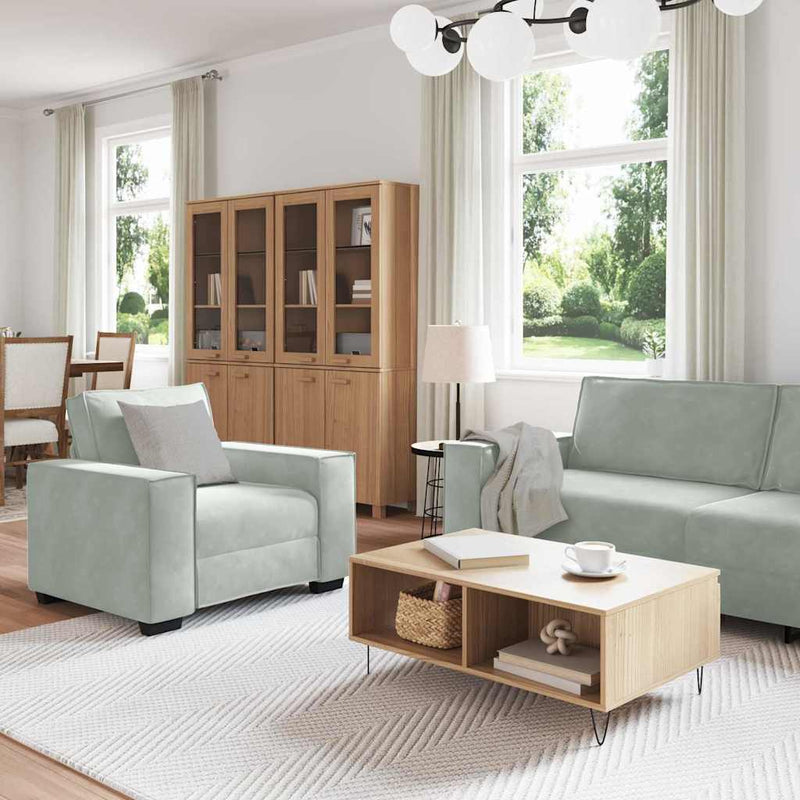 Canapea 3 buc. Gri deschis Material textil din in