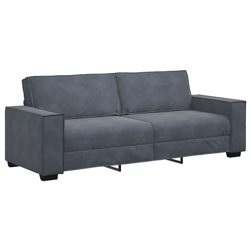 Set de canapele cu perne, 3 piese, gri închis, catifea