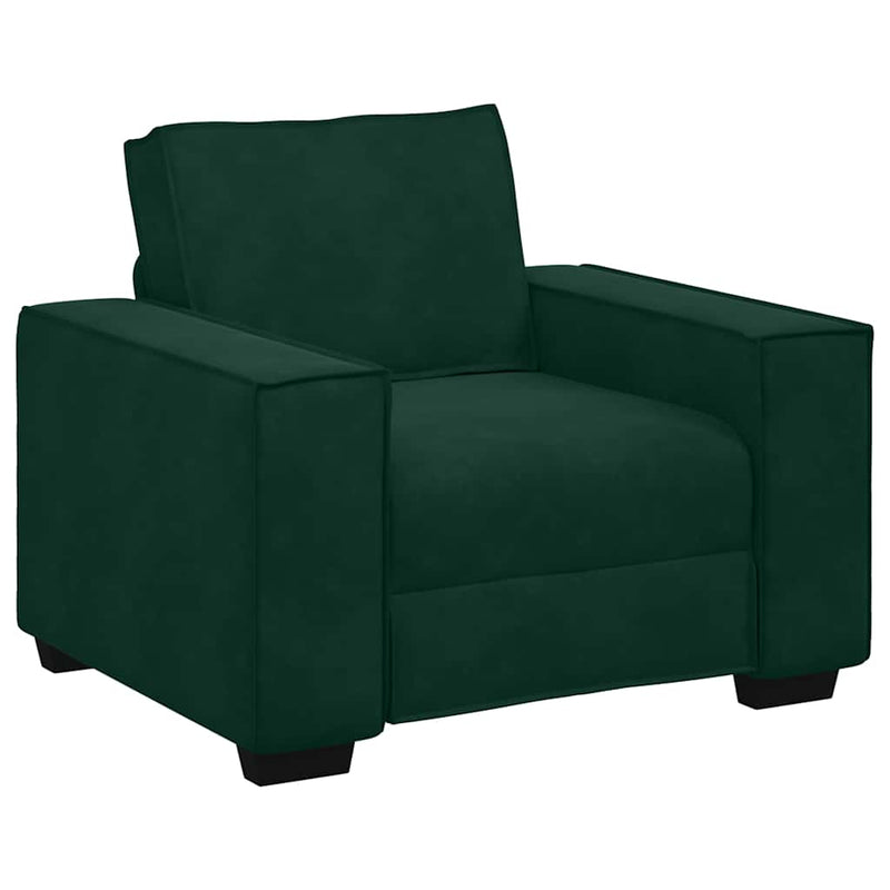 Set de canapele cu perne, 3 piese, verde închis, catifea