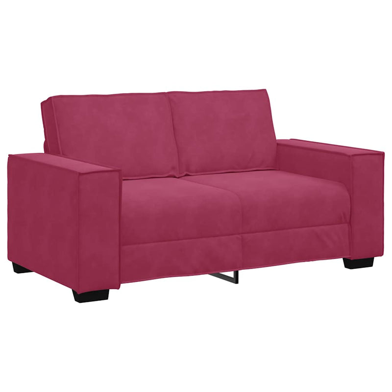 Set canapea cu perne, 3 piese, roșu vin, catifea