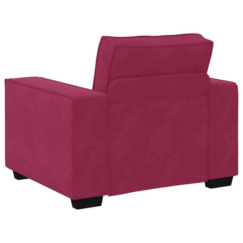Set canapea cu perne, 3 piese, roșu vin, catifea