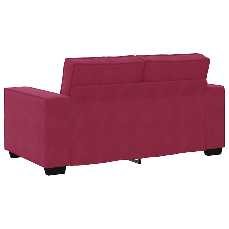 Set canapea cu perne, 3 piese, roșu vin, catifea