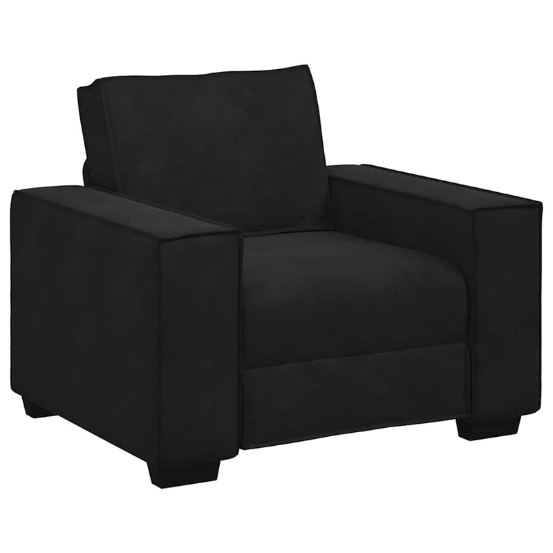Set de canapele cu perne, 3 piese, negru, catifea