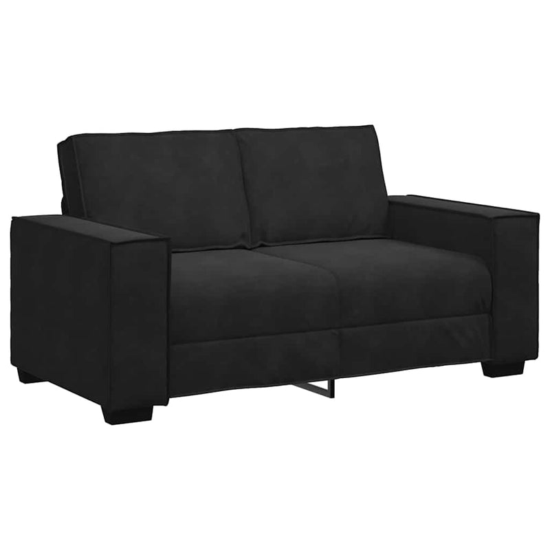 Set de canapele cu perne, 3 piese, negru, catifea